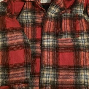 Red Plaid Button-Up Jacket